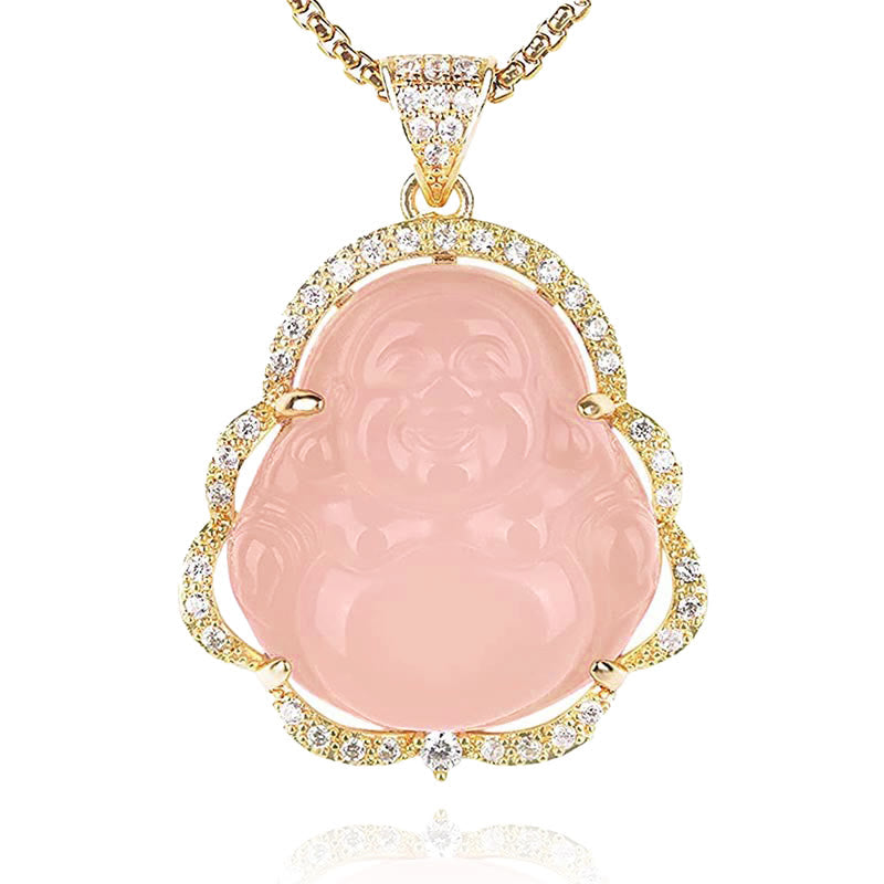Unisex Laughing Buddha Jade Necklace for Good Luck & Prosperity