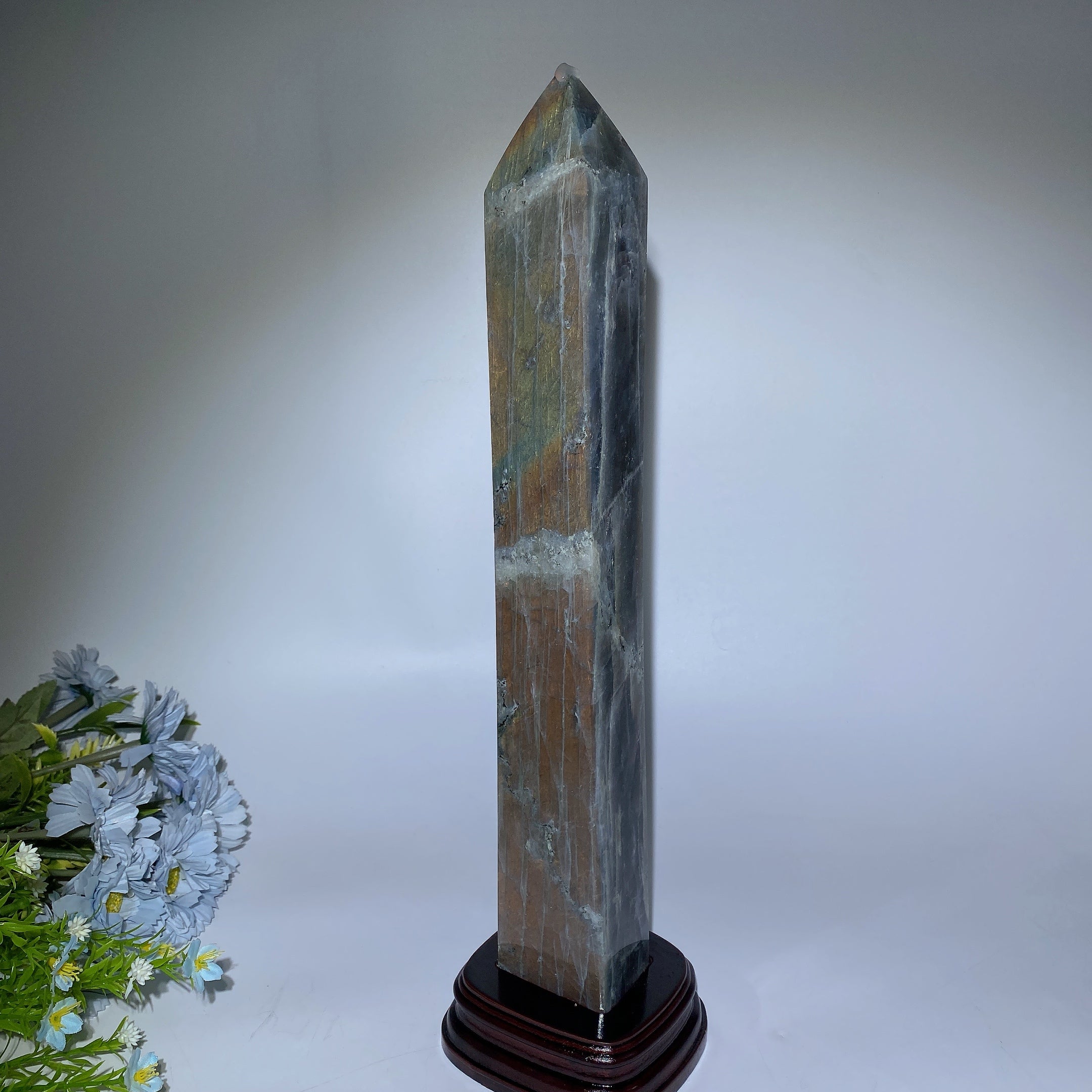 42 cm großer Sunset Flash Labradorit-Kristallturm zur Heilung