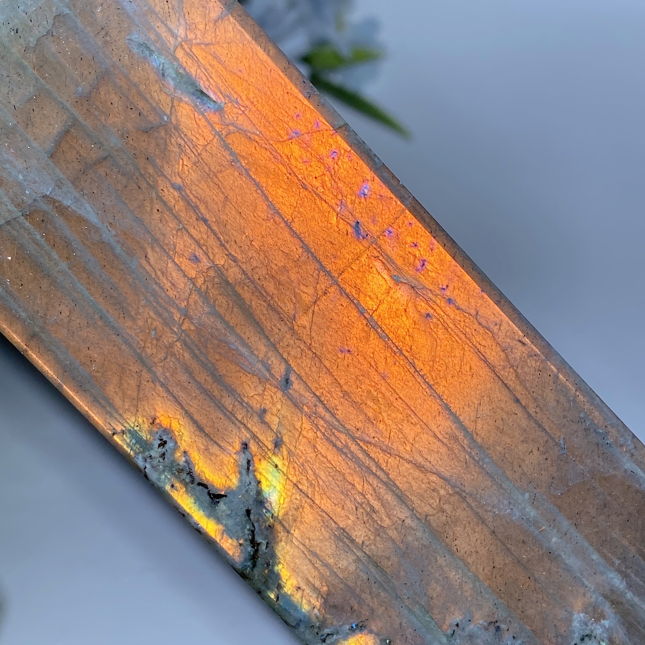 42 cm großer Sunset Flash Labradorit-Kristallturm zur Heilung