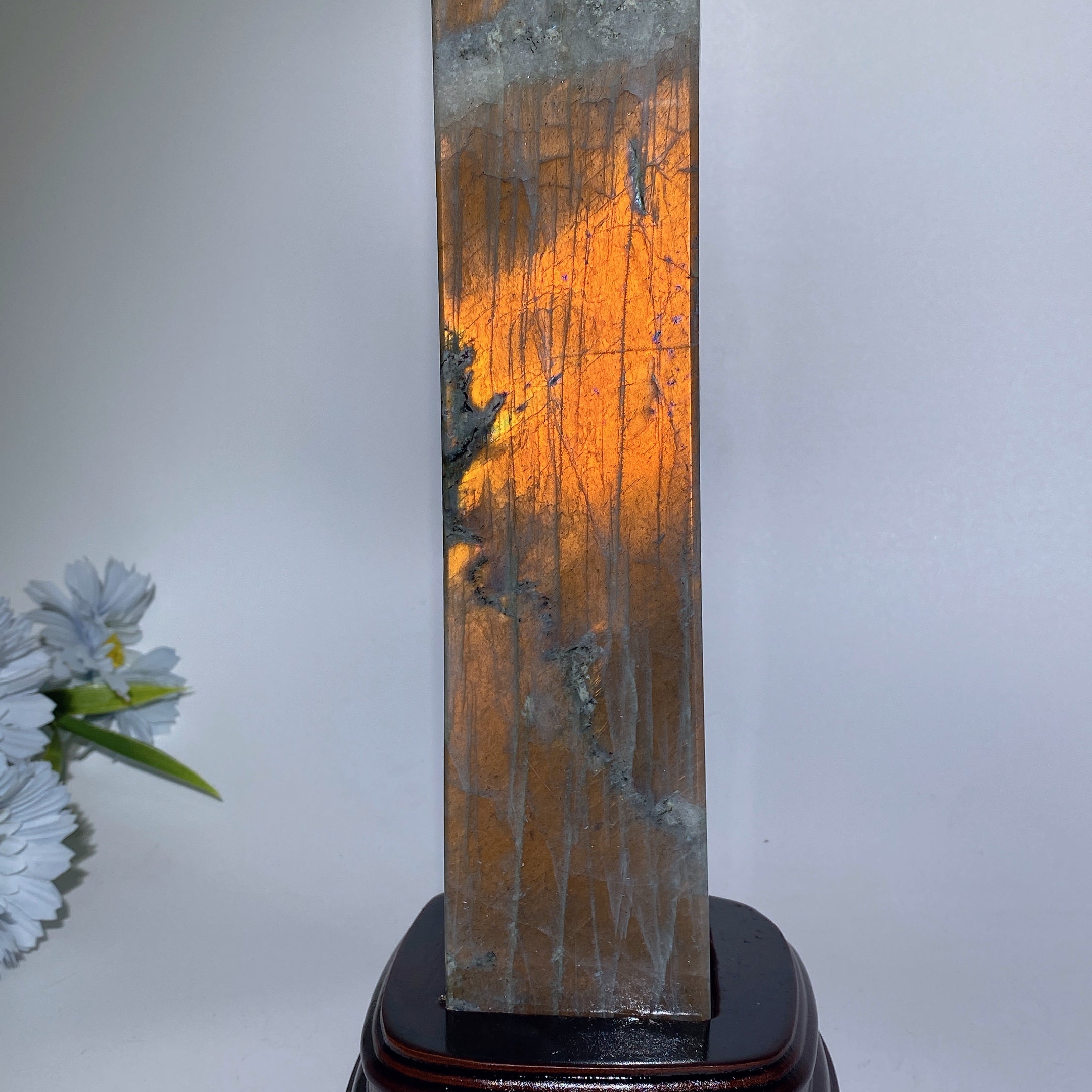 42 cm großer Sunset Flash Labradorit-Kristallturm zur Heilung
