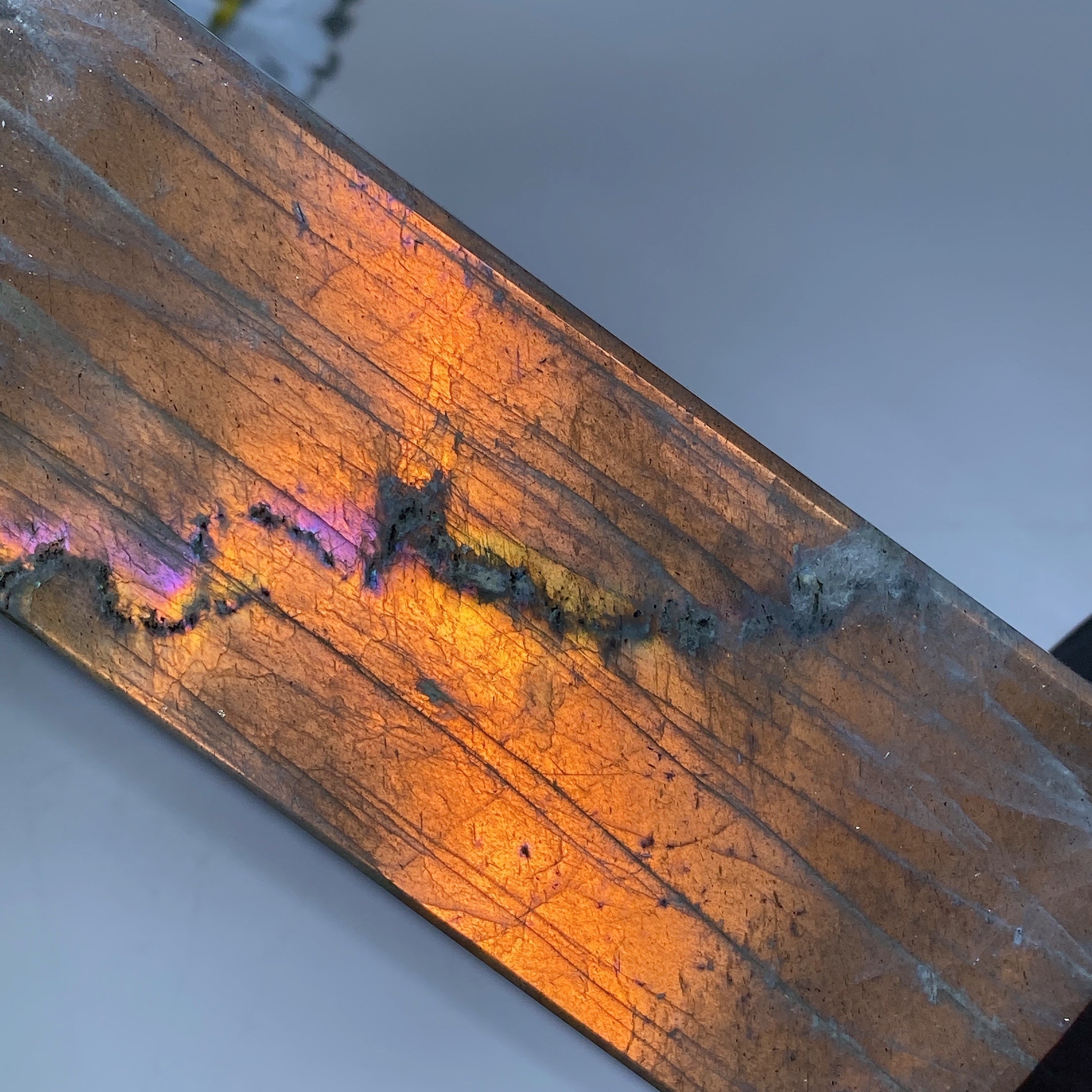 42 cm großer Sunset Flash Labradorit-Kristallturm zur Heilung