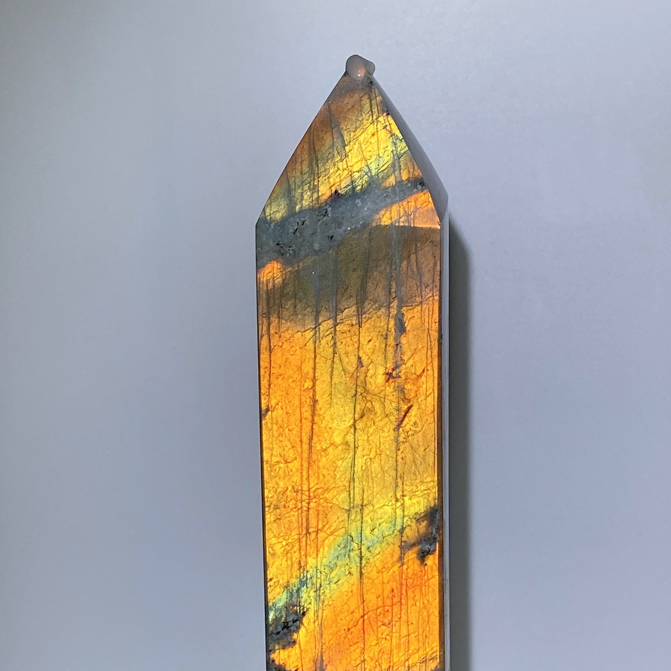 42 cm großer Sunset Flash Labradorit-Kristallturm zur Heilung