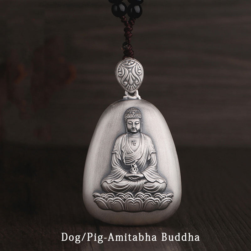 999 Sterling Silver Chinese Zodiac Protection Pendant Necklace