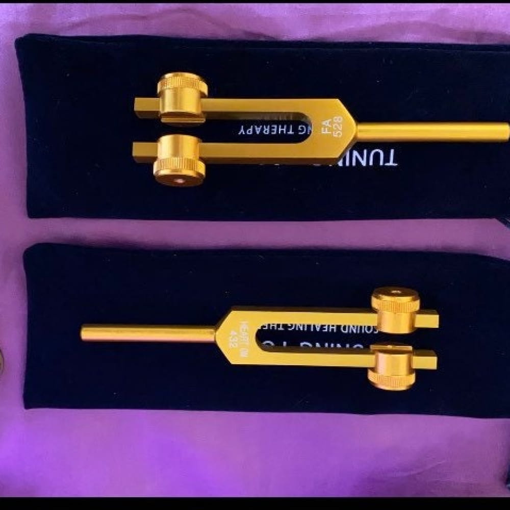 Gold Tuning Fork with Adjustable Weights for 432 Hz and 528 Hz Healing Therapy