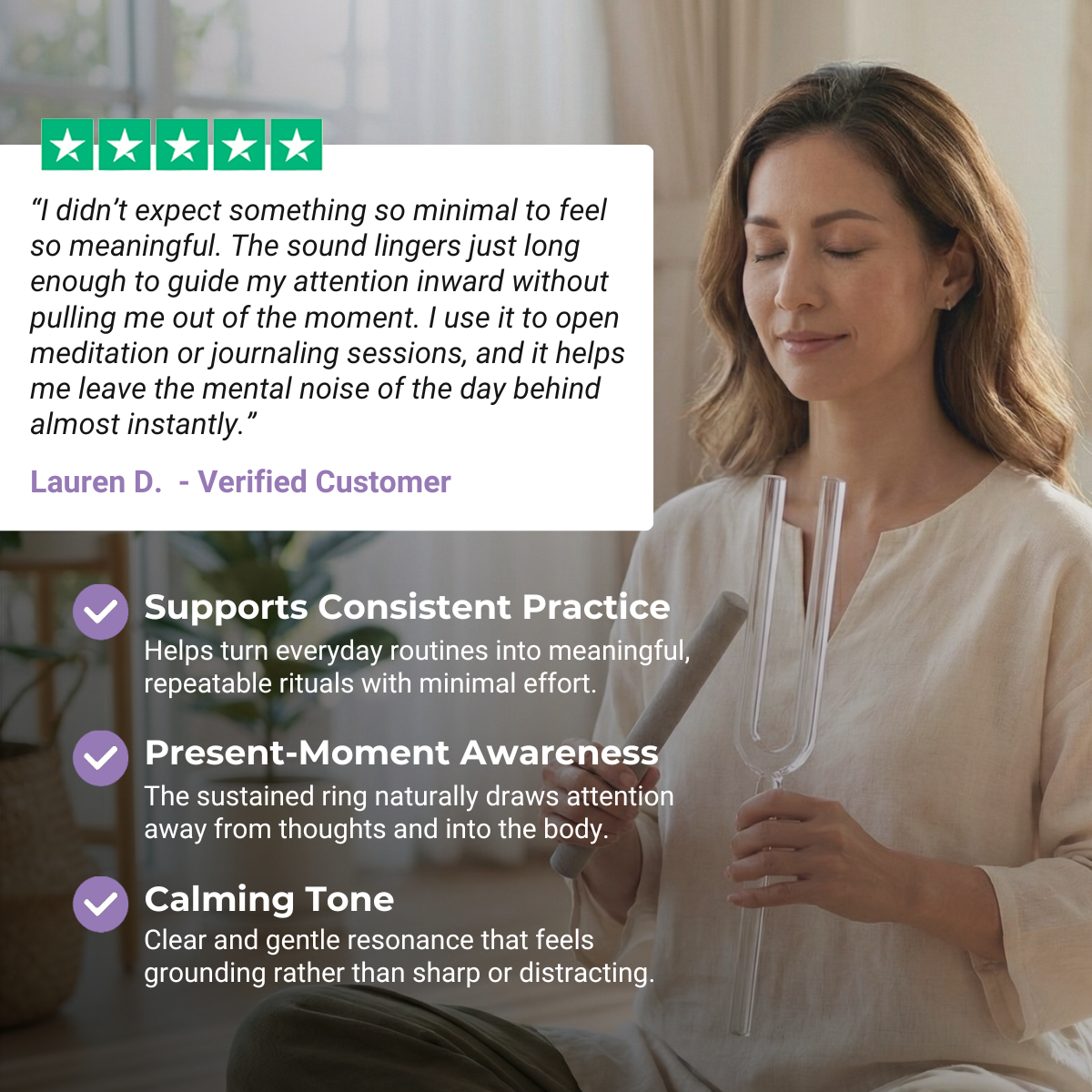 432 Hz Stimmgabel aus klarem Regenbogenquarz