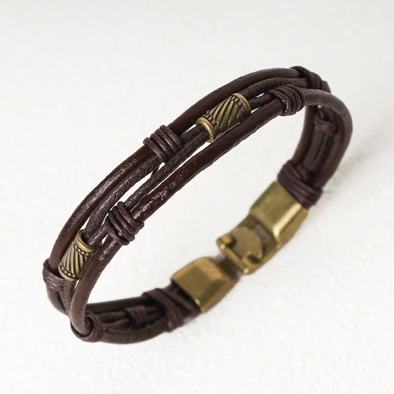 Unisex Copper Leather Spiritual Bracelet for Healing & Balance