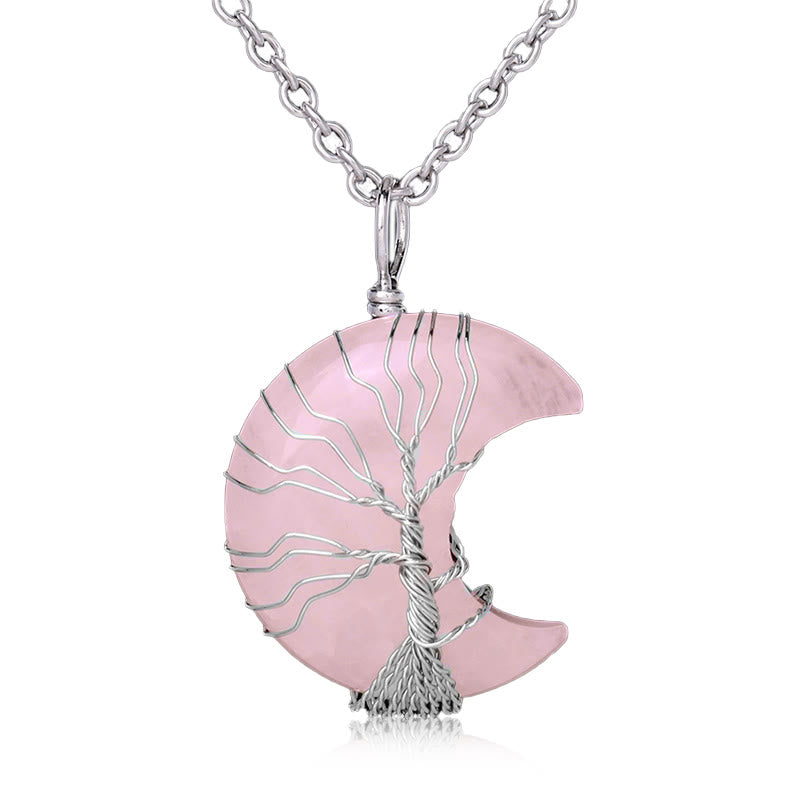 Natural Quartz Tree of Life Necklace for Healing & Balance