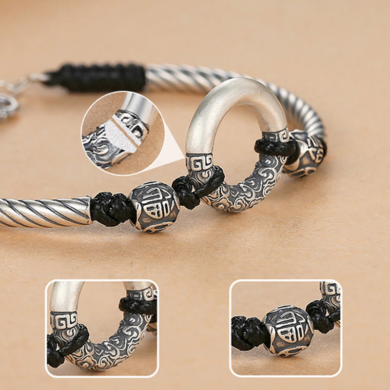 Peace Buckle 999 Sterling Silver Spiritual Bracelet for Fortune