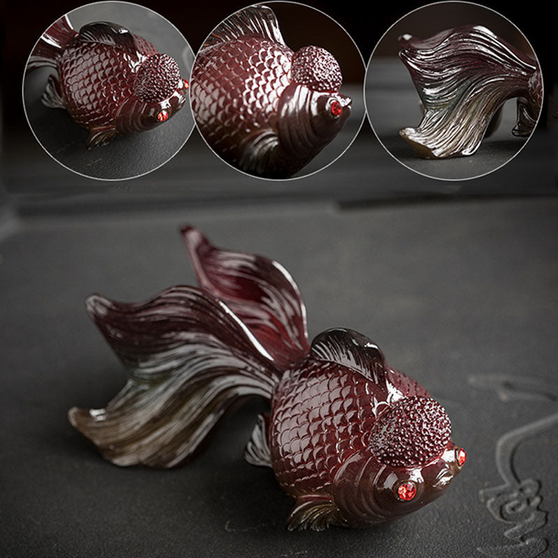 Color Changing Resin Koi Fish Figurine for Wealth & Luck