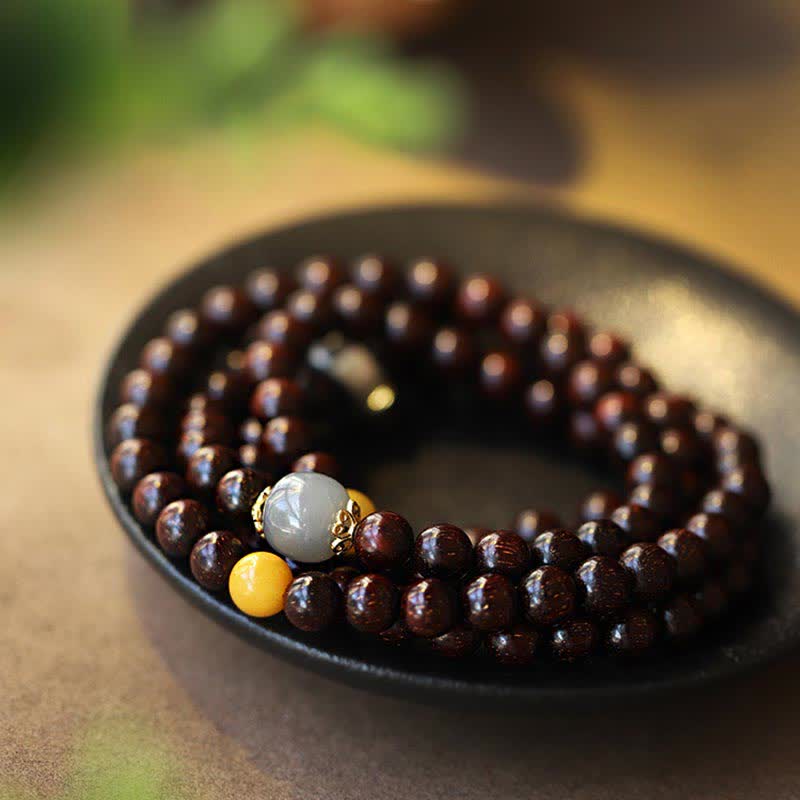 6mm Jade Bracelet with Sandalwood and Gold Star Charm for Protection