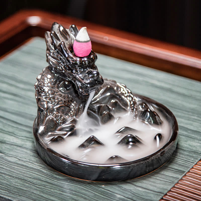 Dragon Ceramic Backflow Smoke Incense Burner Decor