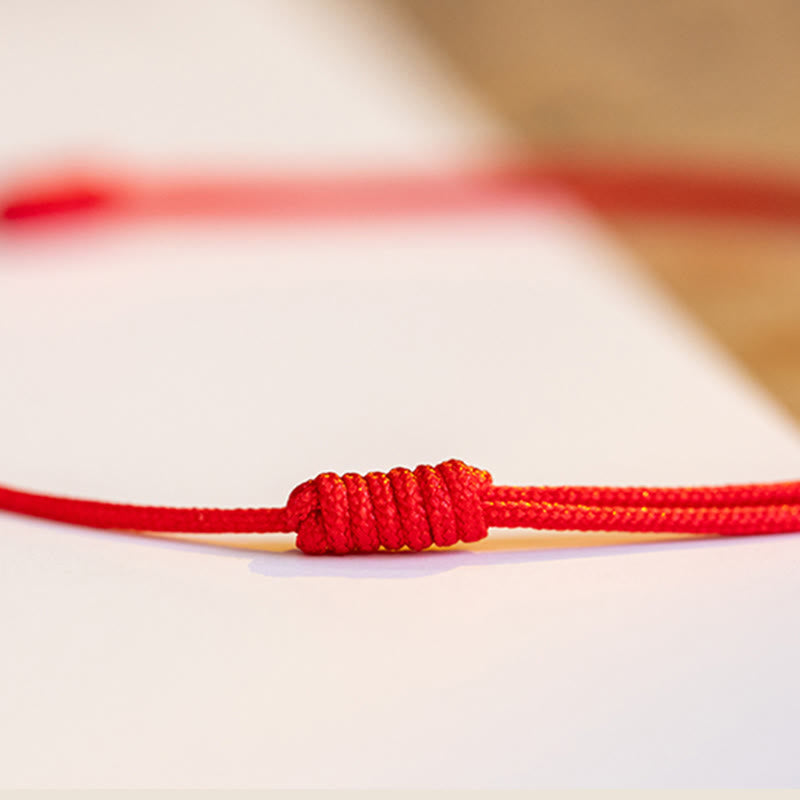 Cinnabar String Bracelet with Four Leaf Clover for Calm & Blessing