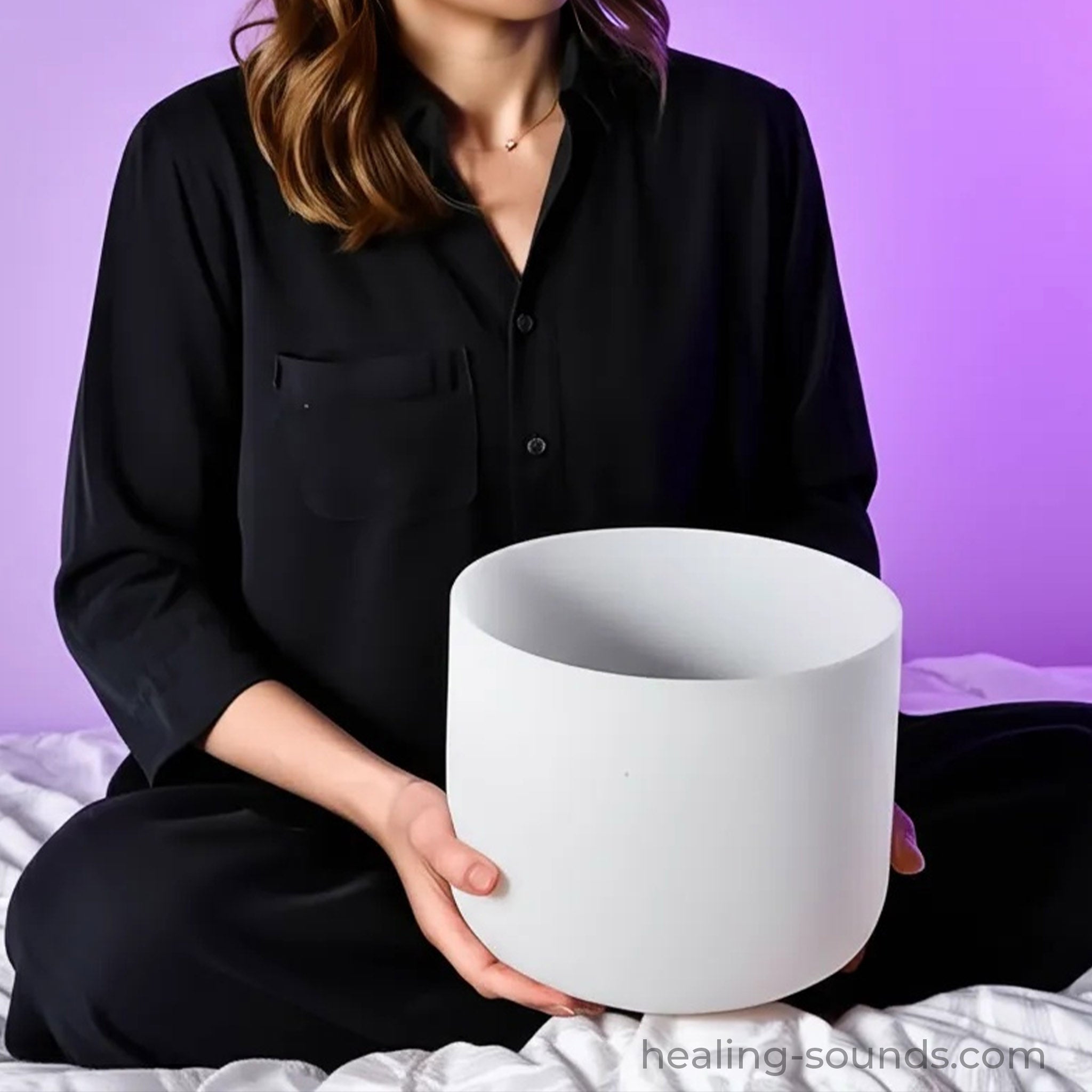 440 Hz weiße Kristallklangschale – Klangschale 6–14 Zoll