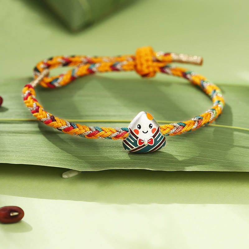 925 Sterling Silver Dragon Boat Festival Bracelet With Colorful Rope