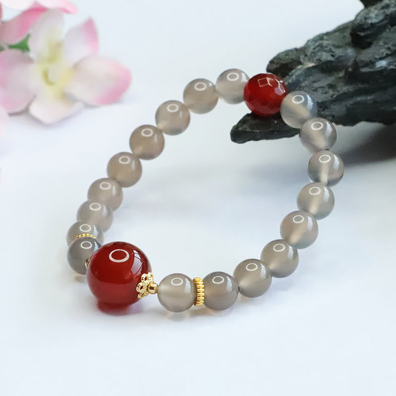 8 mm graues Chalcedon-Harmonie-Spirituelles Armband