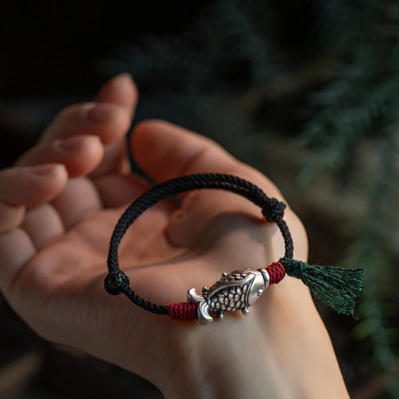 15.5-16cm Sterling Silver Koi Fish Luck Bracelet for Success