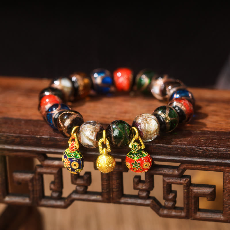 Liuli Glass Bead Family Charm Bracelet 10mm - Spiritual Luck Bracelet