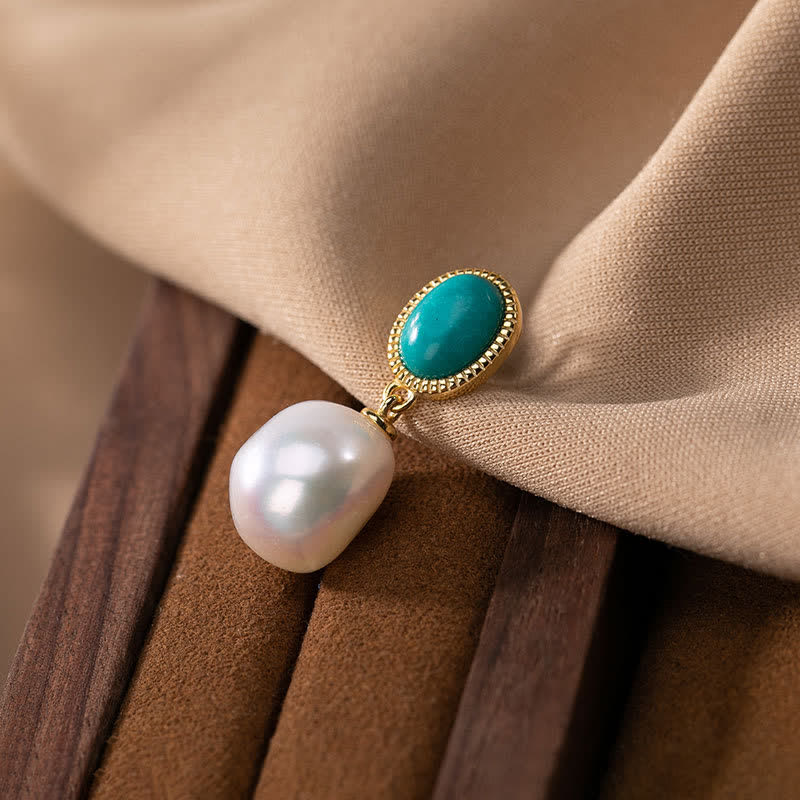925 Sterling Silver Pearl Turquoise Healing Jewelry Set