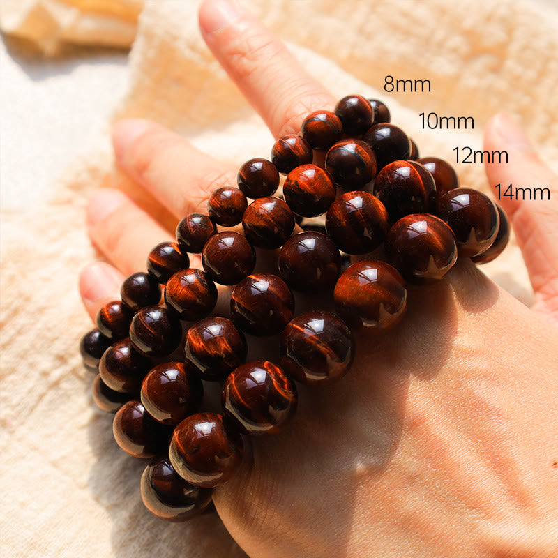 10mm Red Tiger Eye Healing Bracelet for Courage