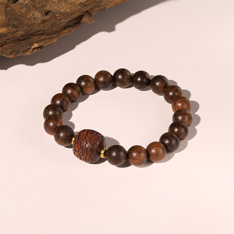 Spirituelles Armband aus Rosenholz mit Fu-Charakter | Wärme &amp; Glück