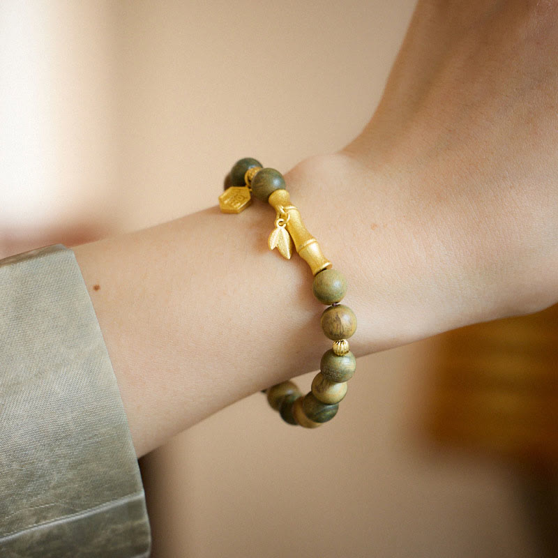 8mm Green Sandalwood Fu Character Soothing Bracelet