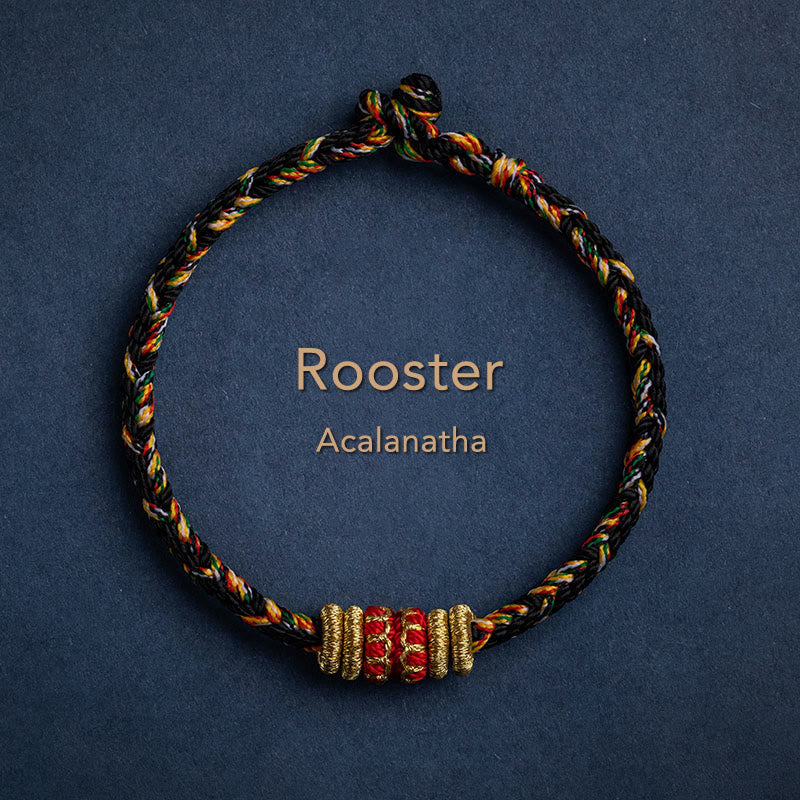 Handgefertigtes rotes Schnurarmband mit chinesischem Tierkreiszeichen für Glück und Stärke