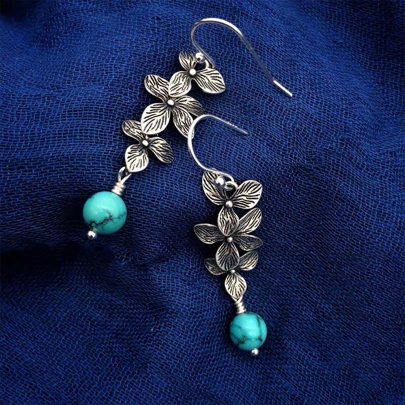 925 Sterling Silver Turquoise Lazurite Serenity Protection Earrings