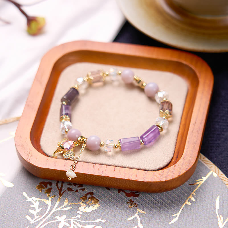 Amethyst Green Aventurine Elephant Charm Bracelet