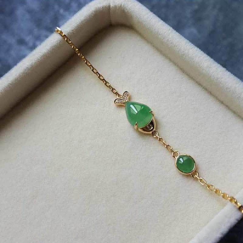 Green Chalcedony Koi Fish Courage Bracelet for Strength