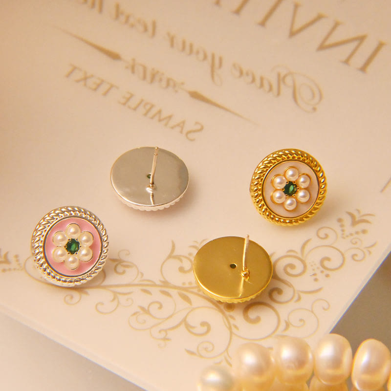 Enamel Flower Spiritual Earrings for Luck and Prosperity