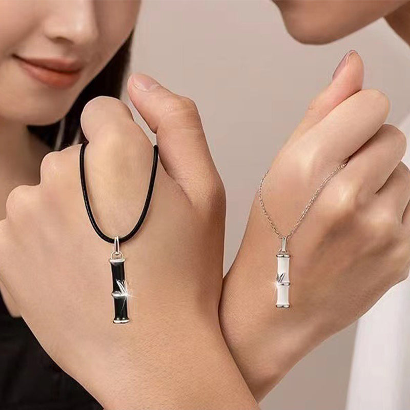 Kupfer Bambus Glückspaar Halskette 45cm Anhänger