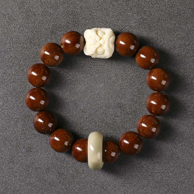 Purple Bodhi Seed Dancing Lion Spiritual Bracelet 15-17cm