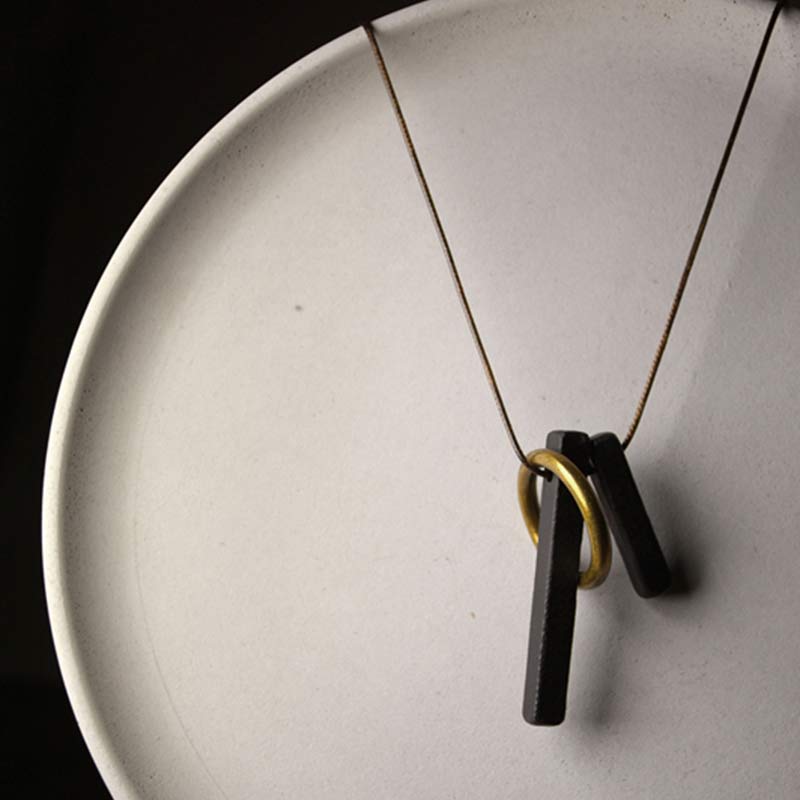 Ebony Wood Zen Circle Necklace for Enlightenment & Calm