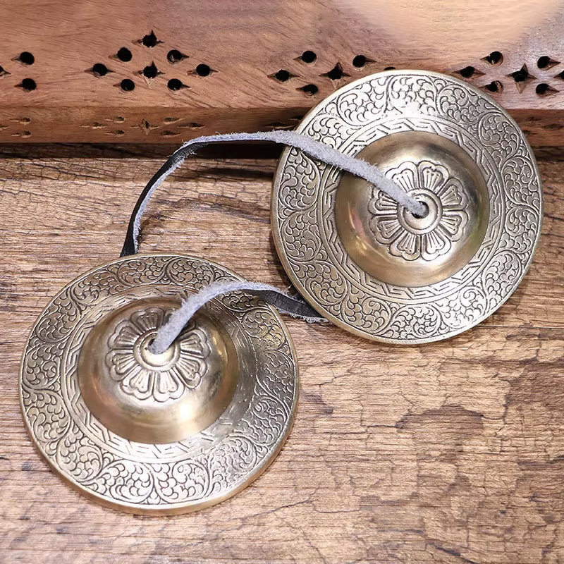 Nepal Handmade Tinkle Bell Large Brass Tibetan Music Bells Sound Healing Yoga Meditation Tinsha Bell Percussion Children Gifts