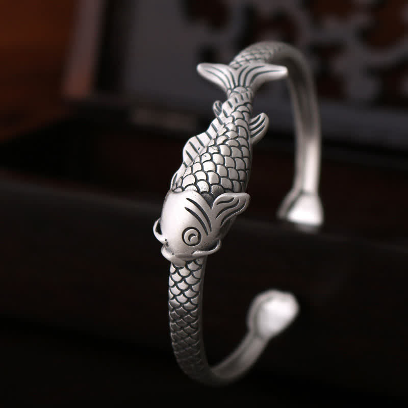 990 Sterling Silver Koi Fish Bracelet for Luck & Prosperity