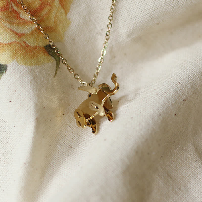 Elephant Titanium Steel Luck Necklace for Strength & Wisdom