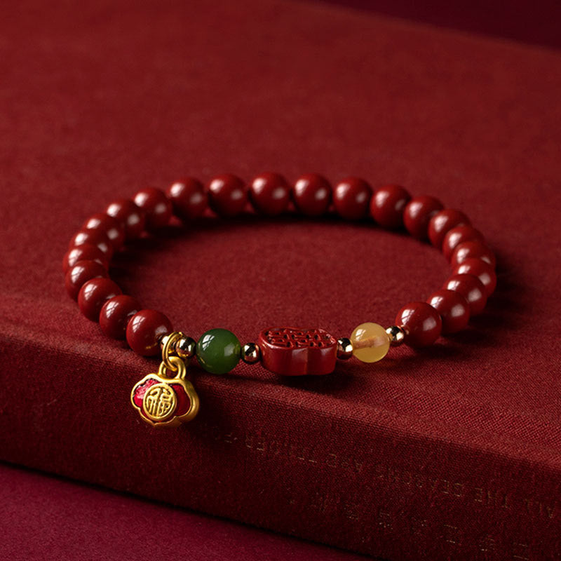 8mm Cinnabar Happiness Bracelet for Calm & Wisdom