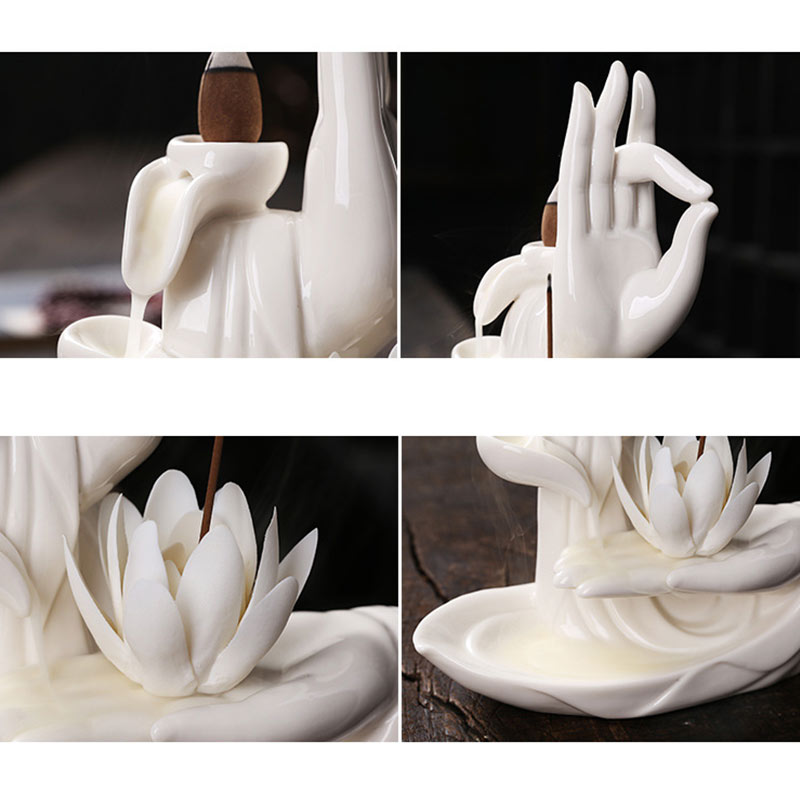 Handcrafted Purple Clay Lotus Ceramic Incense Burner