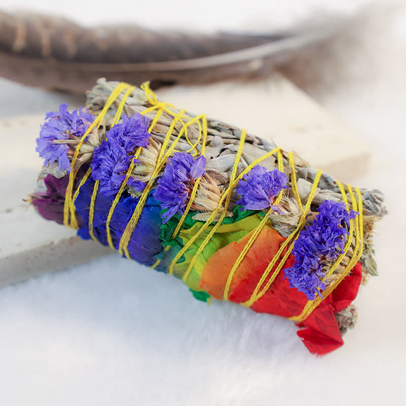 Colorful Daisy & Red Rose Smudge Stick Set for Home Cleansing