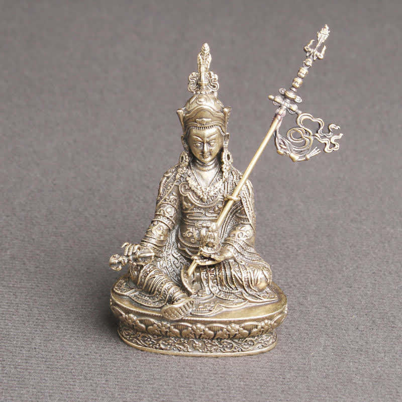 Copper Buddha Statue Padmasambhava Serenity Figure 41x66mm
