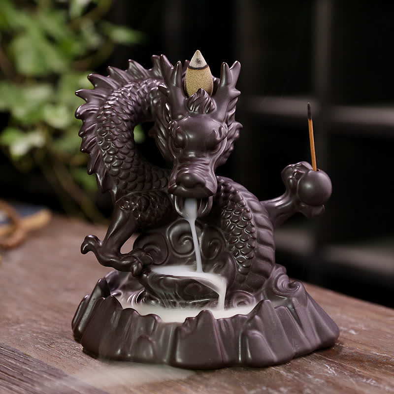 Auspicious Dragon Ceramic Backflow Smoke Incense Burner