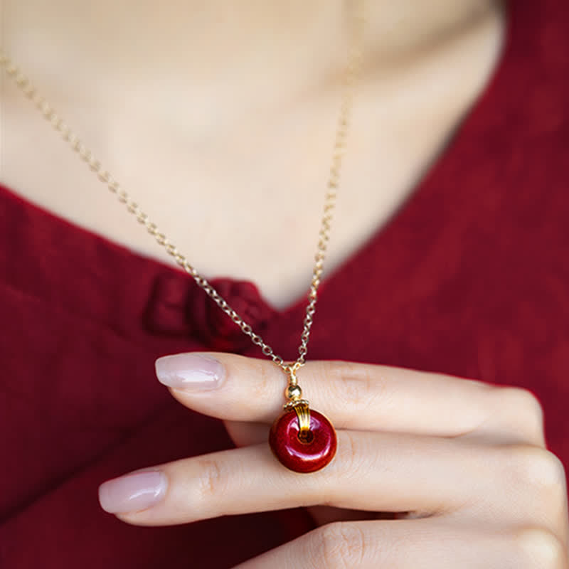 Peace Buckle Cinnabar Necklace | Calm Blessing Pendant