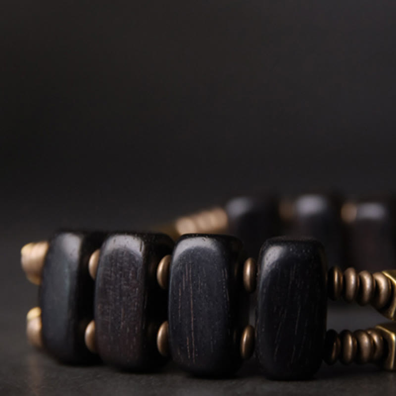 Ebony Wood Copper Double Layer Spiritual Bracelet Balance