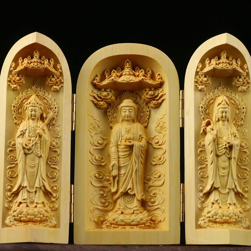 Hand-carved Boxwood Serenity Altar | Portable Prayer Altar Item