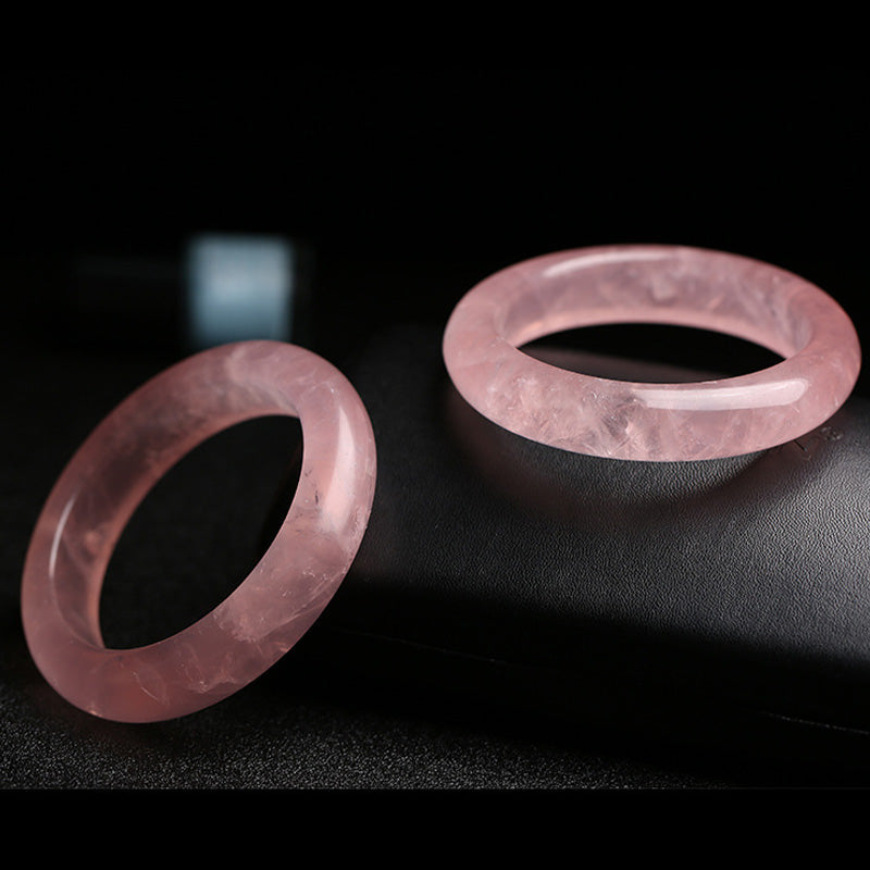 Natural Rose Quartz Love Caring Bangle Bracelet