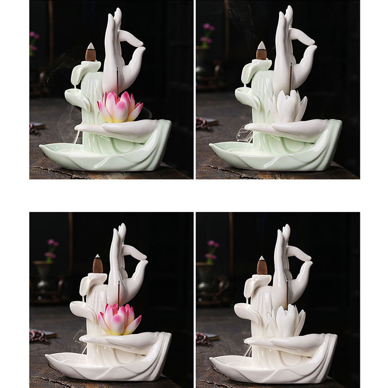 Handcrafted Purple Clay Lotus Ceramic Incense Burner