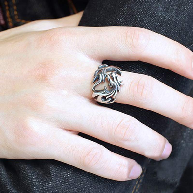 Unisex Dragon Pattern Protection Strength Adjustable Ring