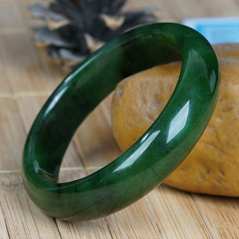 Natural Hetian Cyan Jade Bracelet for Success & Happiness 56mm