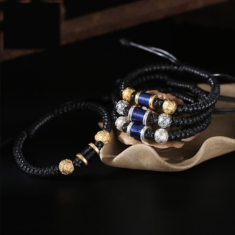999 Sterling Silver Copper Coin Balance Bracelet for Spiritual Protection