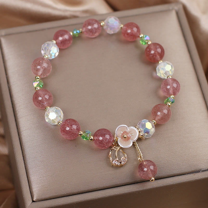 Strawberry Quartz Fluorite Healing Bracelet for Emotional Clarity